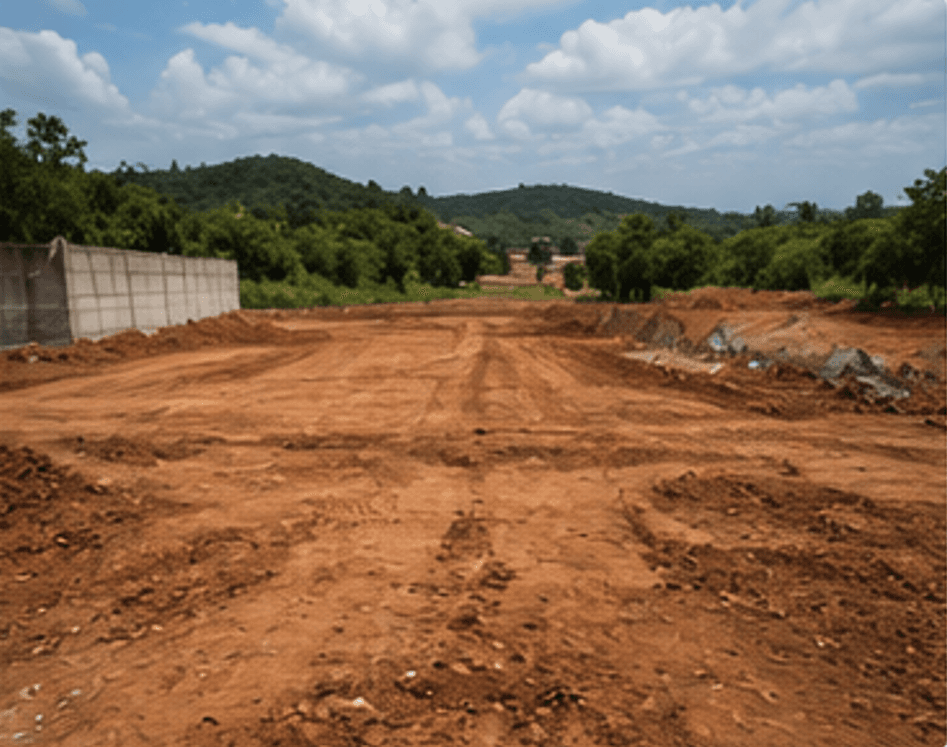 Máquinas realizando terraplanagem